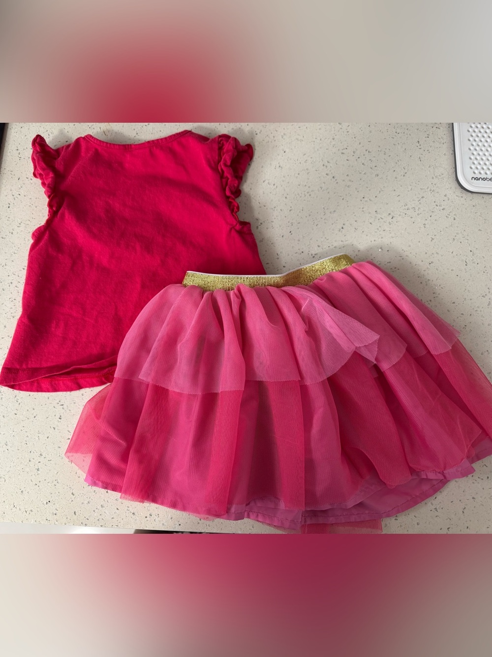 Girls Pink Princess Tutu Costume Set with Gold Trim - Picture 2 of 2